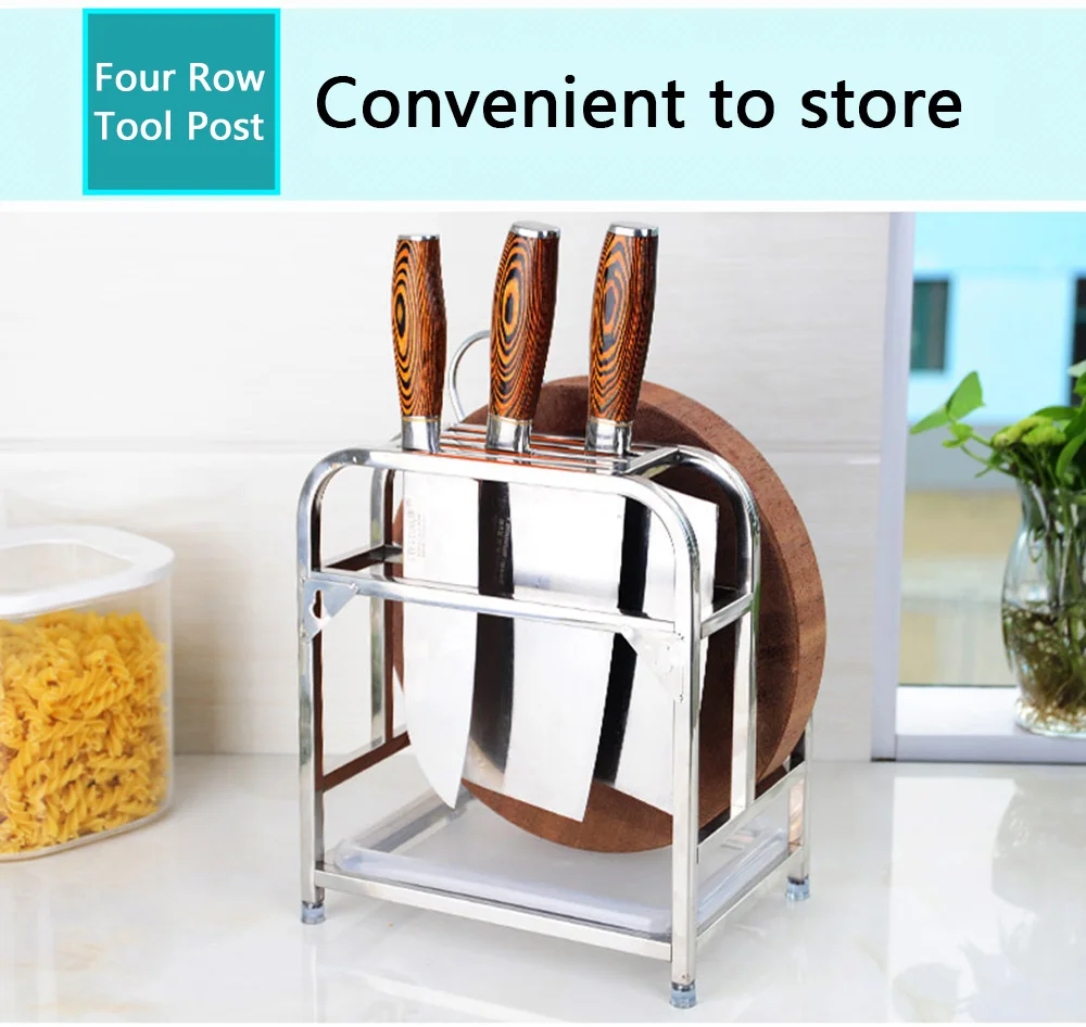 

Kitchen Storage Shelf Cutting Boards Knife Organizer with Hooks Stainless Steel Kitchen Utensils Rack Storage Holder