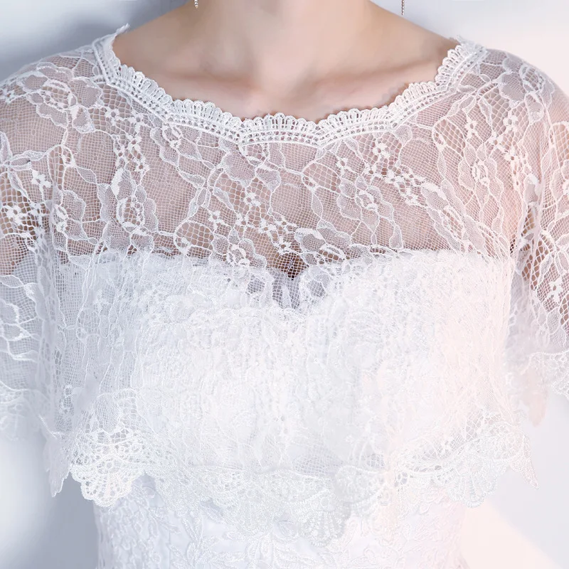 High Quality Lace Wedding Wraps Short Bridal Shawl Summer Lace Female Evening Party Capes Wedding Accessories Women's Jacket New