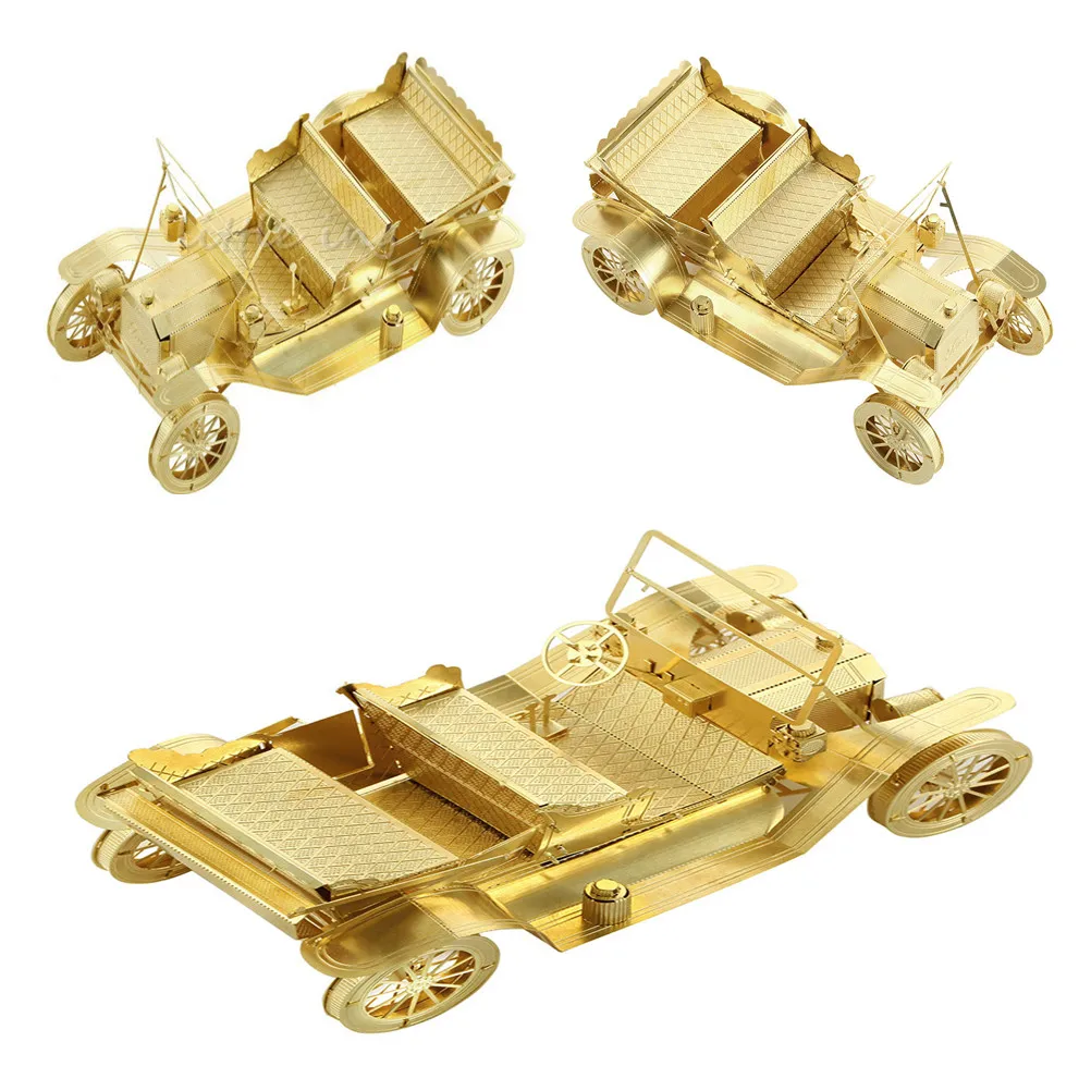 3D Puzzle Metal DIY Assembled Ford Vintage Car Old Fashion Cars Model Leisure Handwork Children Kids's Favorite Toys Gift Golden | Игрушки