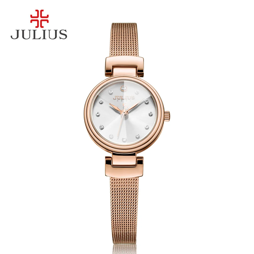 Julius дорогой кварцевый Whatch женские часы с браслетом новый корейский дизайн Прямая