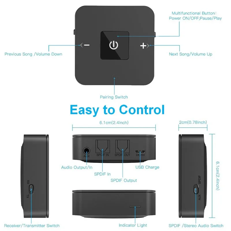 2 в 1 Bluetooth V5.0 передатчик приемник 3 5 мм беспроводной аудио адаптер для ТВ наушники