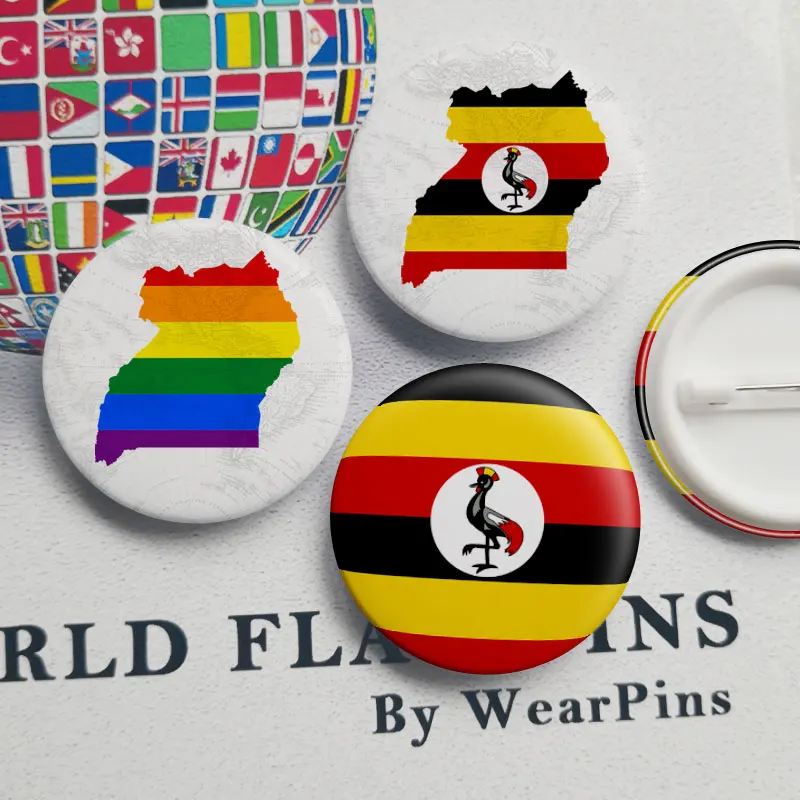 Карта флага Уганды жестяные булавки на пуговицах ЛГБТ радуга гордость значки