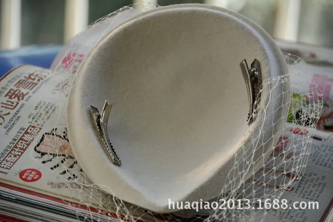 Женская шляпа с вуалью для девочек, модная свадебная шляпа с вуалью, Женская винтажная банка, свадебные шапки, вечерние шапки, B-8860