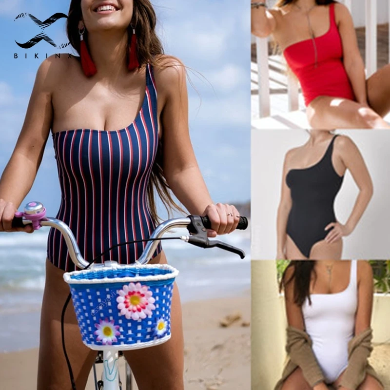 Bikinx одно плечо сплошной цельный костюм сексуальное боди пуш-ап купальник 2018