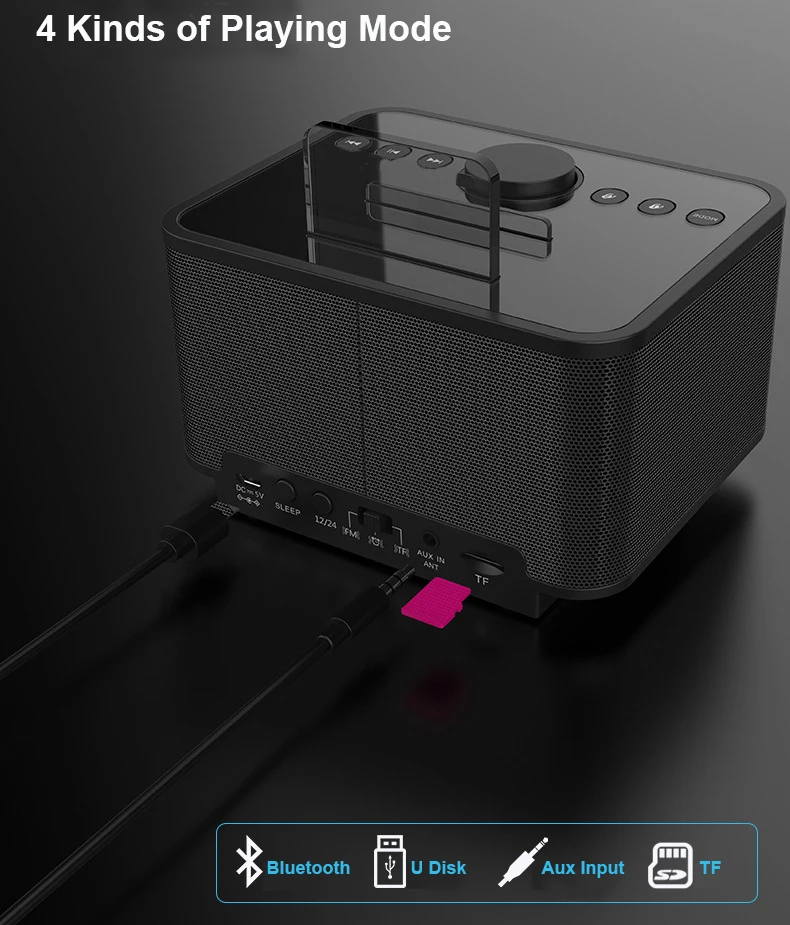 EXRIZU X7 4000 мАч аккумулятор беспроводной Bluetooth 4,2 динамик док-станция стерео Будильник FM радио U диск TF карта USB AUX плеер