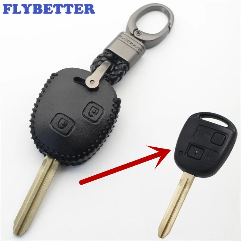 Чехол для ключей FLYBETTER из натуральной кожи с 2 кнопками Toyota