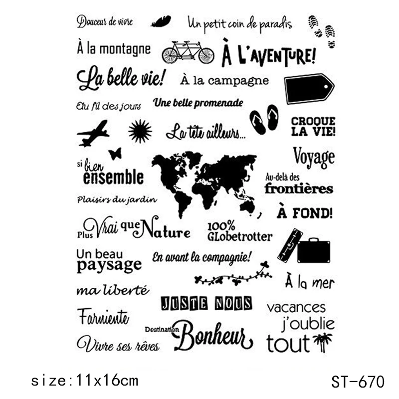 Набор прозрачных штампов и вырубных ZhuoAng с картой мира для скрапбукинга