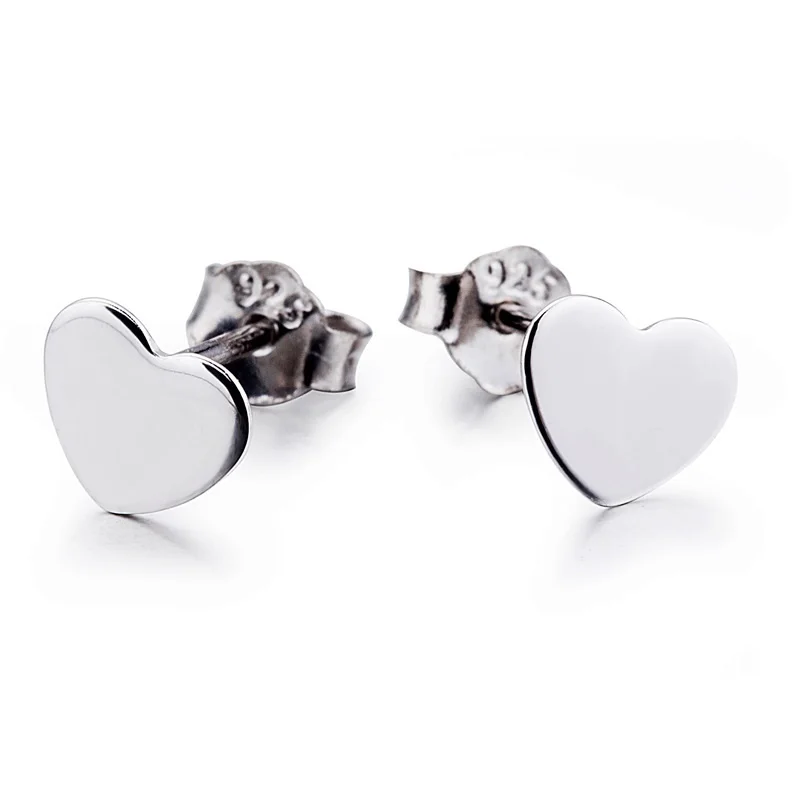heart studs-d Модные маленькие серьги-кольца с гравировкой в виде ромбов, 20 мм, круглые серьги для женщин, твердые настоящие серебряные 925 ювелирные изделия - Окраска металла: heart studs-d