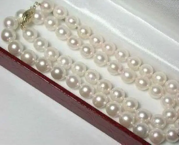 

>Dongguan girl jewerly Store 8-9mm Hand Knotted White Akoya Cultured Pearl Necklace 18" AA+S No box