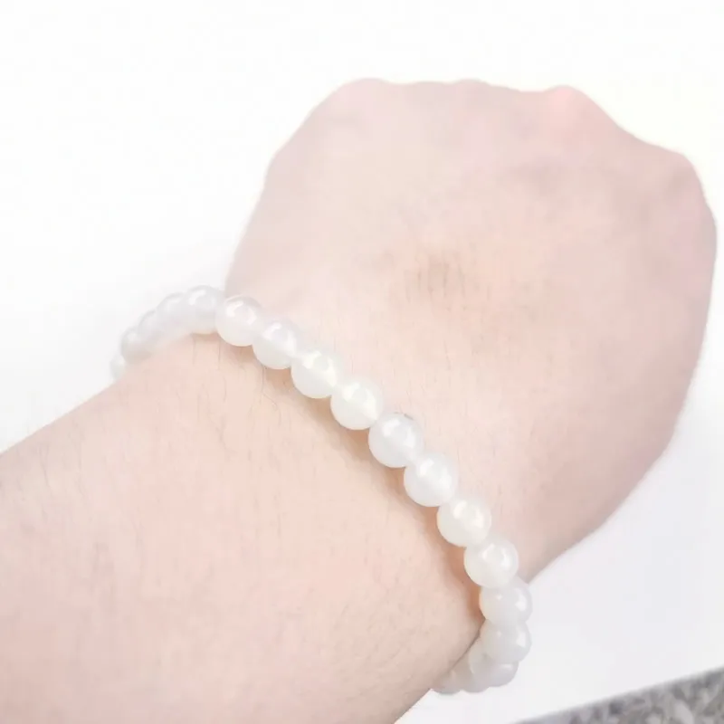 White agate Минималистичный 6 мм натуральный браслет для женщин и мужчин тигровый глаз розовый кристалл вулканический каменный Агат из бисера Йога стрейч браслеты - Окраска металла: White agate