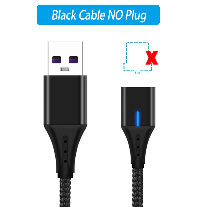 Магнитный Micro Usb type-C кабель 2 м. Быстрая зарядка 3,0 для samsung A70 A50 S9 S10+ Redmi Note 7 Pro type-C кабель для быстрой зарядки - Цвет: Only Black Cable