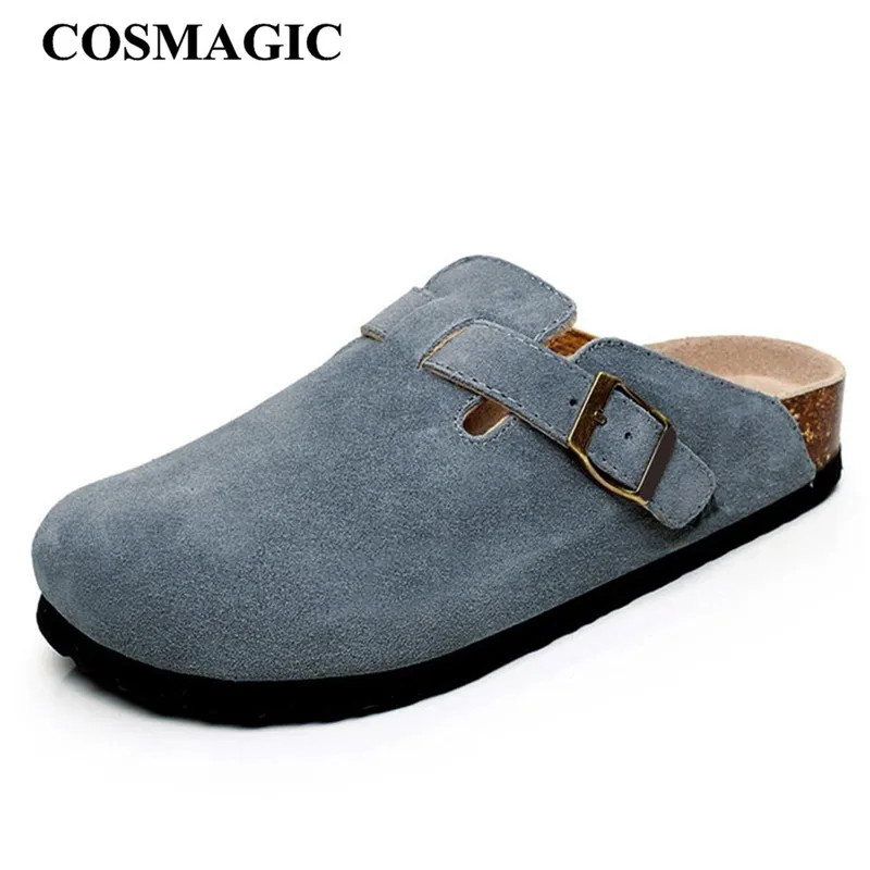 COSMAGIC/Новинка года; летние пляжные шлепанцы на пробковой подошве; повседневная женская обувь из нубука с пряжкой и закрытым носком; обувь без застежки на плоской подошве