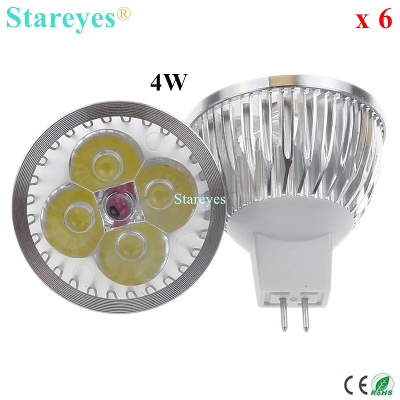 

6 pcs Dimmable MR16 AC&DC12V 4W 3W LED Spotlight lamp Downlight led lamp led bulb lighting Droplight lamp led light spot light