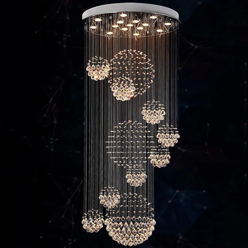 Современная Люстра для больших отелей D80 * H200cm хрустальные светильники лестницы
