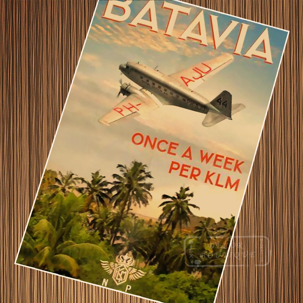 Batavia netherland-indes KLM путешествия Тур ретро, ВИНТАЖНЫЙ ПЛАКАТ холст живопись DIY обои плакаты украшения для дома подарок