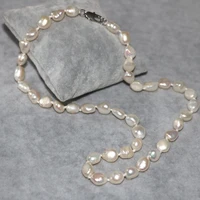 9 11mm natural white pearl beads irregular chain necklace for women wholesale price choker elegant gift diy jewelry 18inch b3020