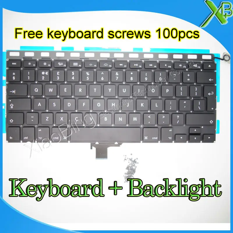

Brand New UK keyboard+Backlight Backlit+100pcs keyboard screws For MacBook Pro 13.3" A1278 2008-2012 Years