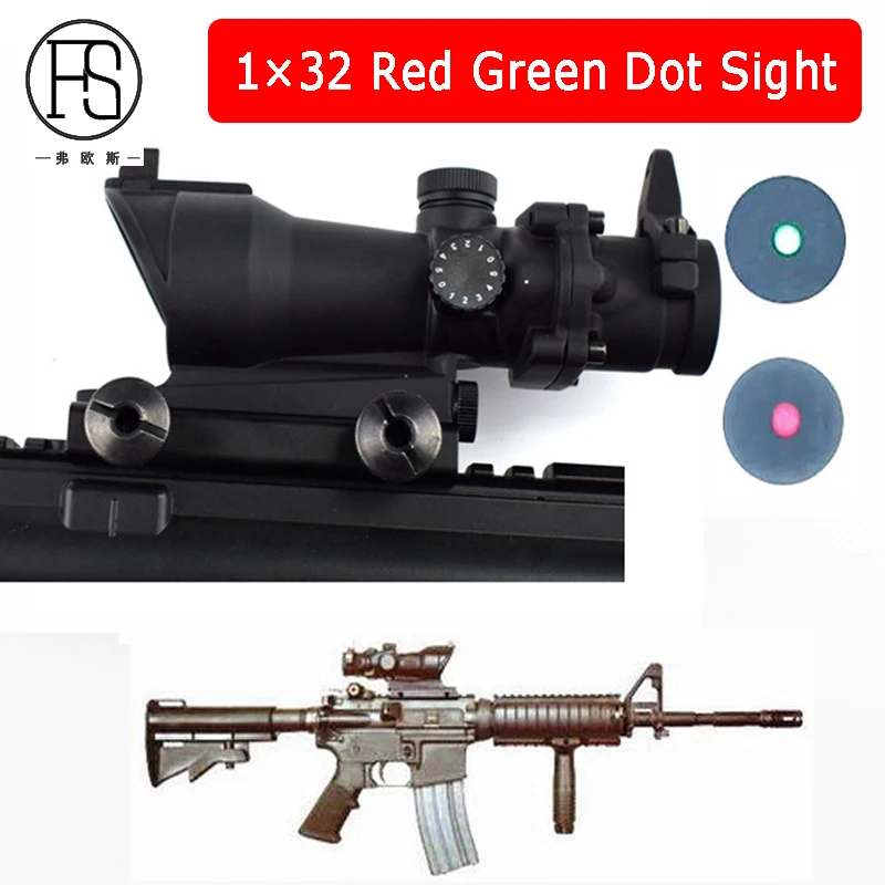 Прицел для винтовки ACOG 1X32 с красной и зеленой точкой тактическое охотничье