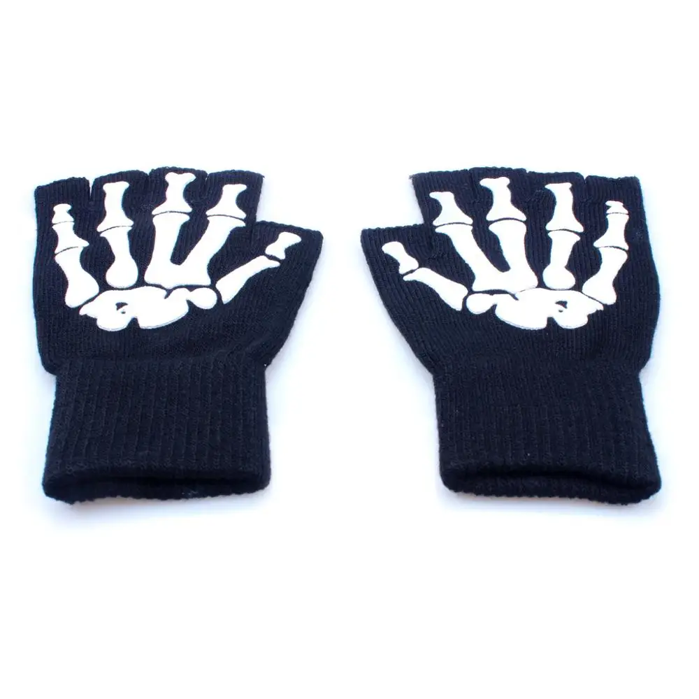 Пара зимних теплых перчаток на Хеллоуин Рождество скелет забавные перчатки с