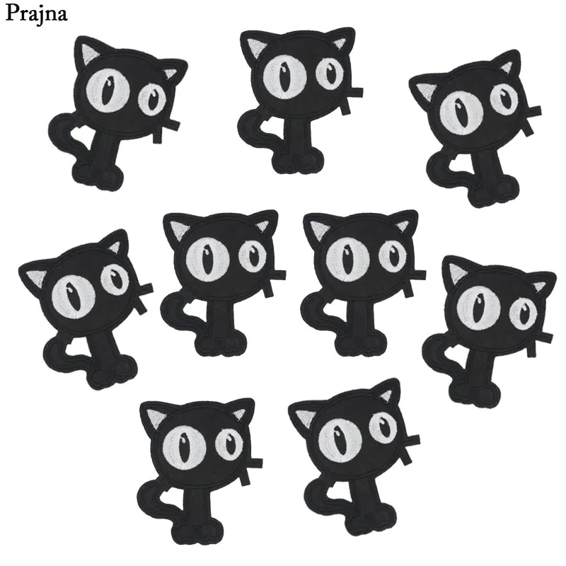Prajna 10 шт. недорогие черные вышивки с котами патчи для утюга одежды наклейки