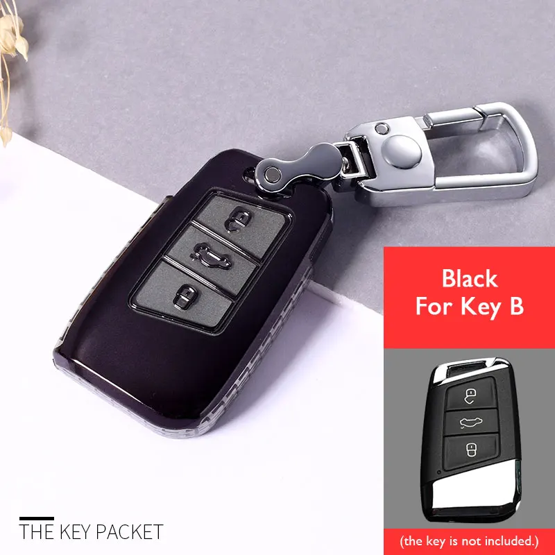 Key B- Black ТПУ чехол для ключей для VW Golf 4 5 6 7 Passat B6 B7 B8 Polo Skoda Octavia A7 A5 сиденье Leon Altea чехол для ключа - Название цвета: Key B- Black