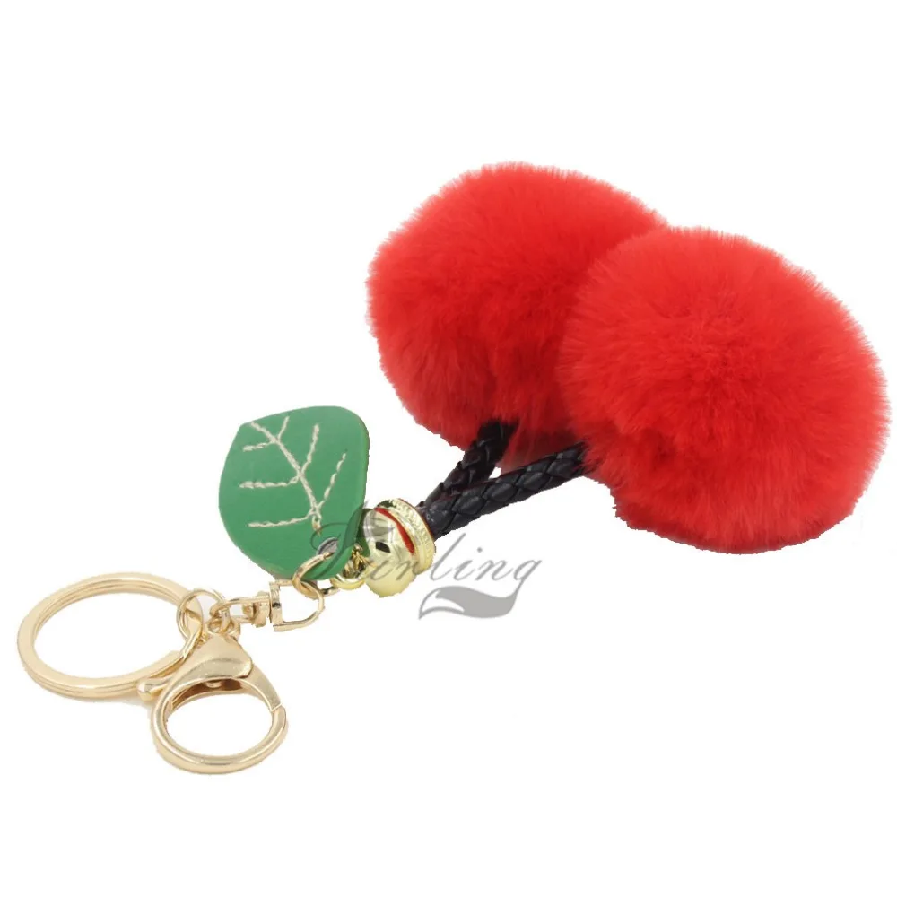 1 шт. брелок для ключей с помпонами в виде вишни|ball keychain|bag charmkey ring bag |