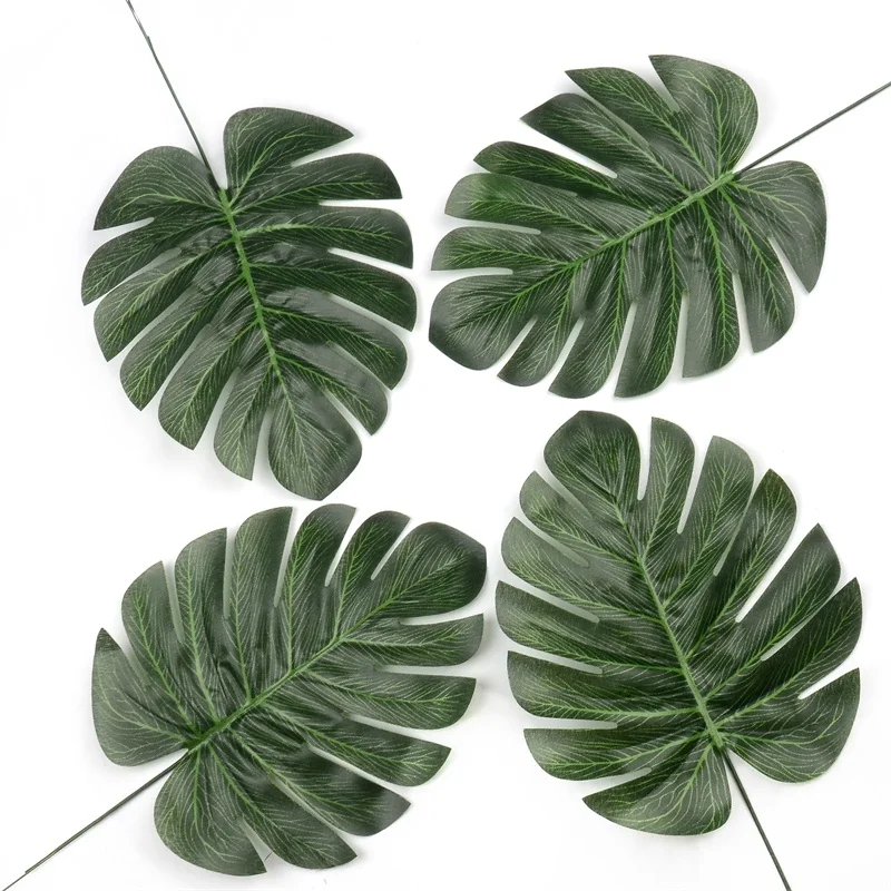 12 Pcs Artificial Palm Fake Monstera Tree Leaves Green Plastic Leaf Wedding Home Party Arrangement Decorationnt Decoration | Дом и сад