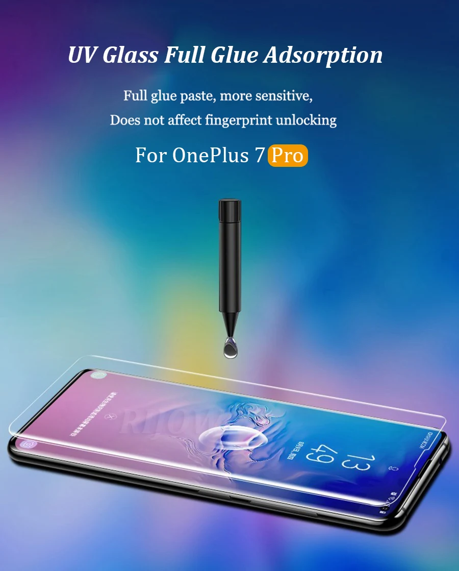 Ультрафиолетовый жидкий полный клей из закаленного стекла для OnePlus 7 Pro, чехол, защитная пленка для экрана One Plus 7 Pro OnePlus 7, стеклянная пленка 7т