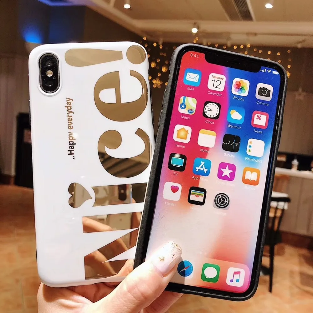Gilding Simple Individual Word Soft Silicone Of TPU Cover For iPhone XR XS MAx Plain Color Bottom case 6 6S 7 8 Plus |