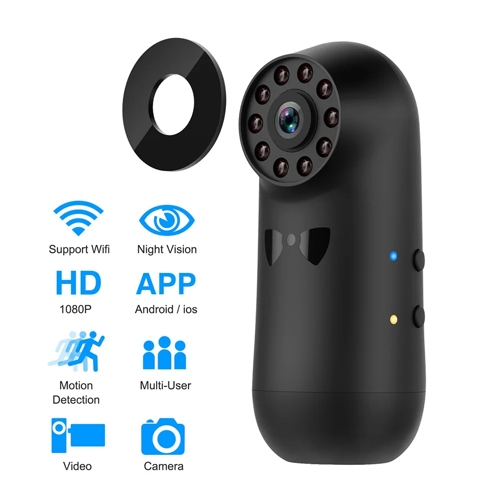 Мини Камера Wi Fi P2P IP Ночное видение камера видеонаблюдения с разрешением Full HD 1080 P