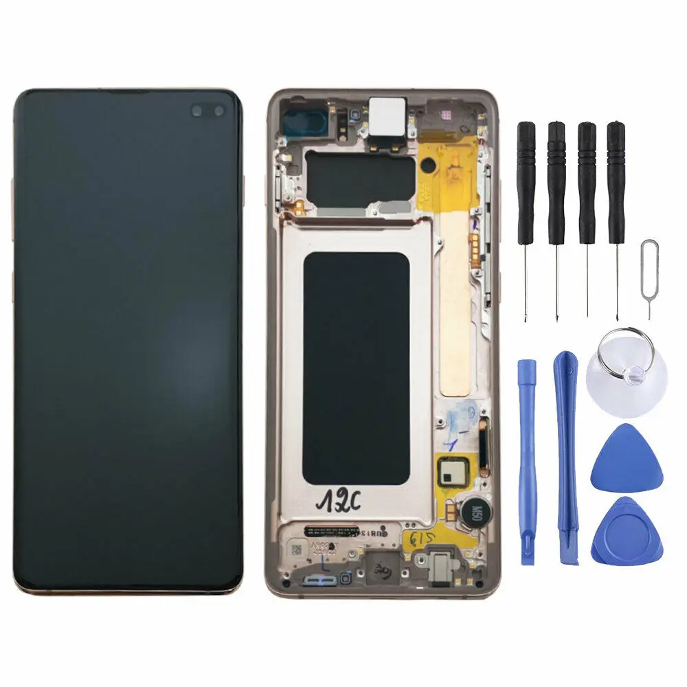 Оригинальный AMOLED ЖК дисплей для SAMSUNG Galaxy S10 Plus сенсорный экран дигитайзер с рамкой