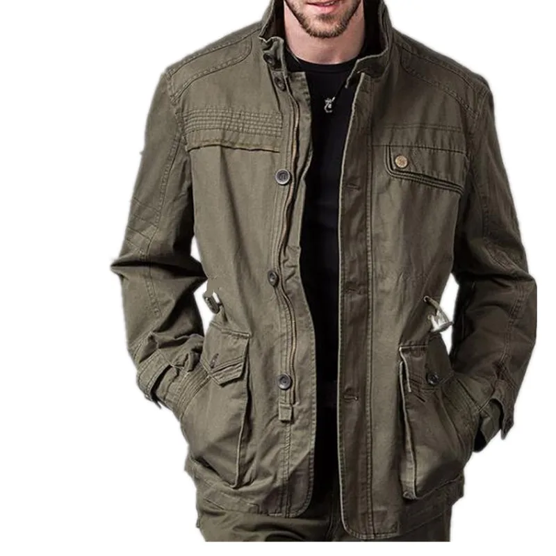 

Men's stand collar jackets Men's cotton jacket clothes coats New style Army green Size M-4XL