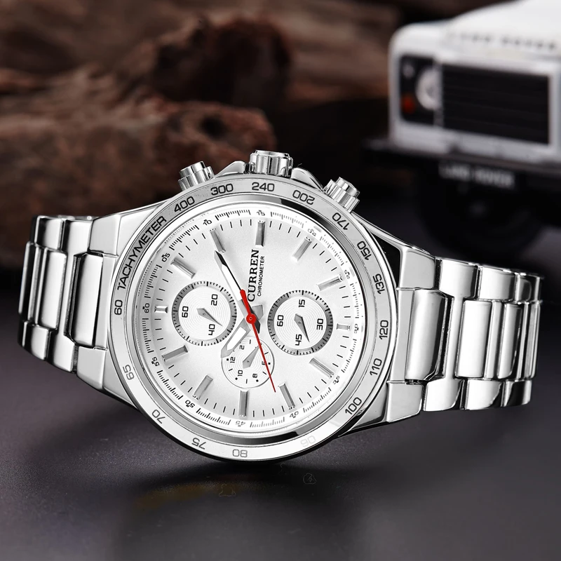 Мужские наручные часы CURREN Роскошные Кварцевые из японской стали в стиле милитари