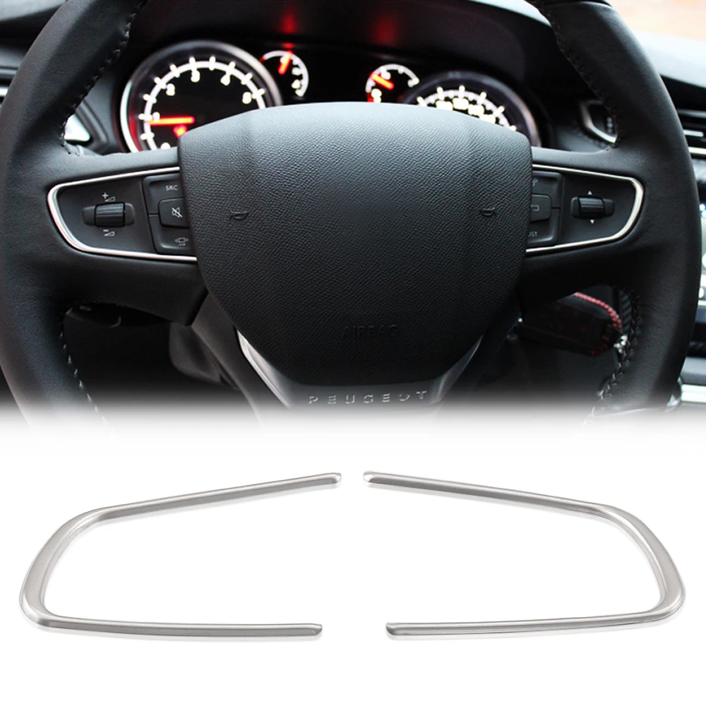 Накладка на руль 2 шт. подходит для PEUGEOT 508 2011 2016 408 2014 2015 хромированная центральная