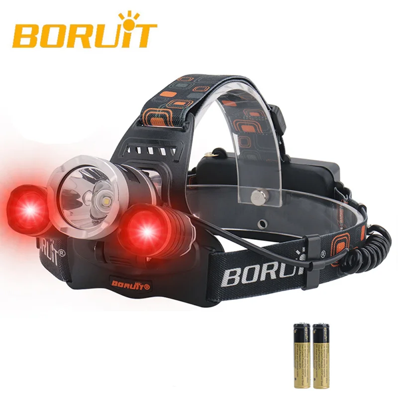 B BORUIT светодиодный налобный фонарь 6000лм XM-T6+ 2* XPE красный налобный фонарь 3 режима Micro USB фиолетовый Головной фонарь выход дверь Рыбалка Охота - Испускаемый цвет: B