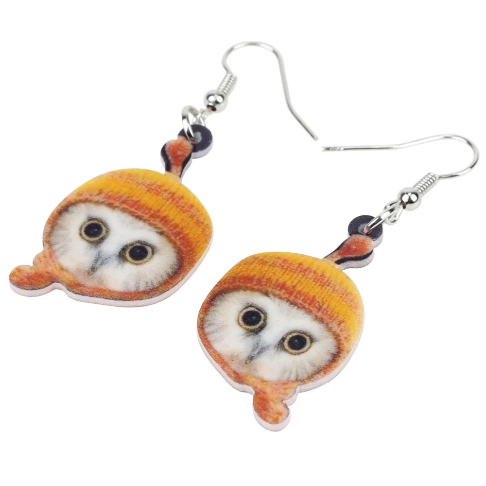 Bonsny акриловые милые Beanie Сова серьги в виде птиц большие длинные висячие капли