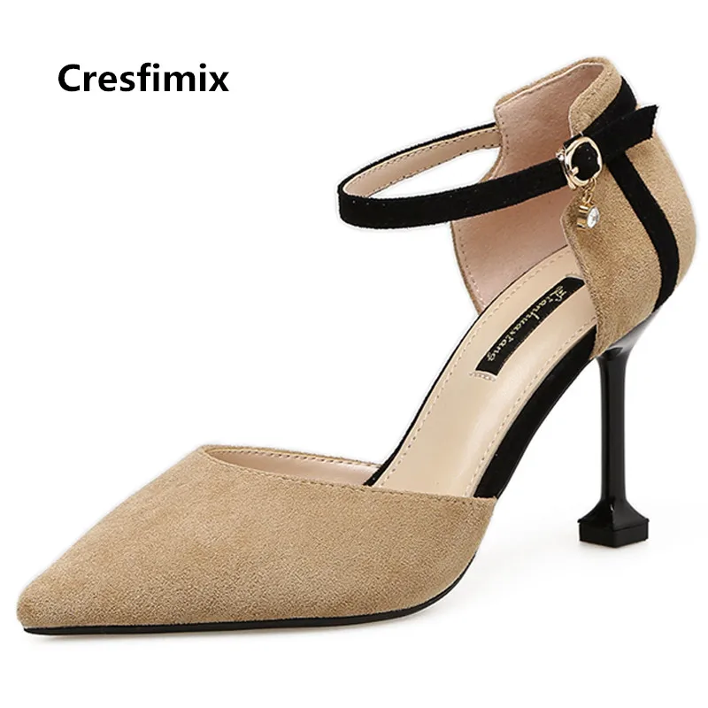 Туфли Cresfimix женские на высоком каблуке классические удобные бежевые черные B3707