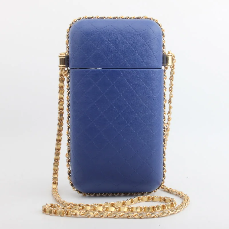 blue Модное мини-сумка дамы PU Leathrer Lingge вечерний клатч кошелек цепи Rectange сумка Свадебная вечеринка - Цвет: blue
