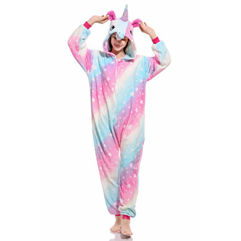 

New Xmas Adult Animal Pajama Sets Unicorn Pajamas Cartoon Sleepwear Homewear Pijama Women Pyjama Totoro Panda Koala Hooded