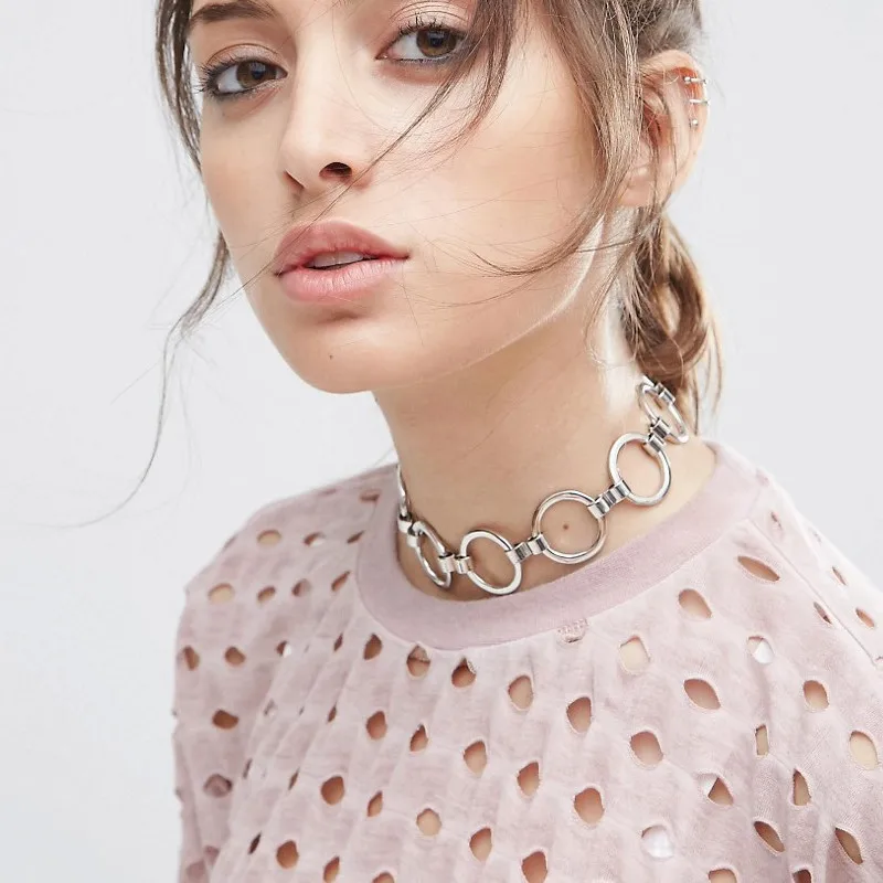 Модное винтажное ожерелье с металлическими кругами 2016 высокое качество для