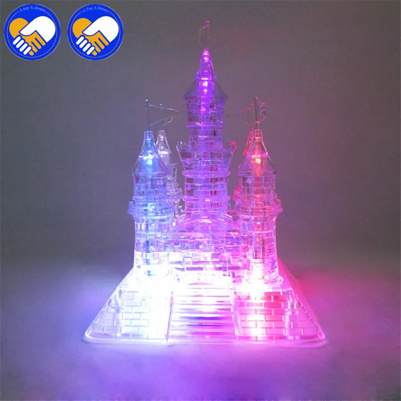 Дети 3D Головоломка ЗАМОК Кристалл музыка свет модель DIY замок Развивающий Пазл