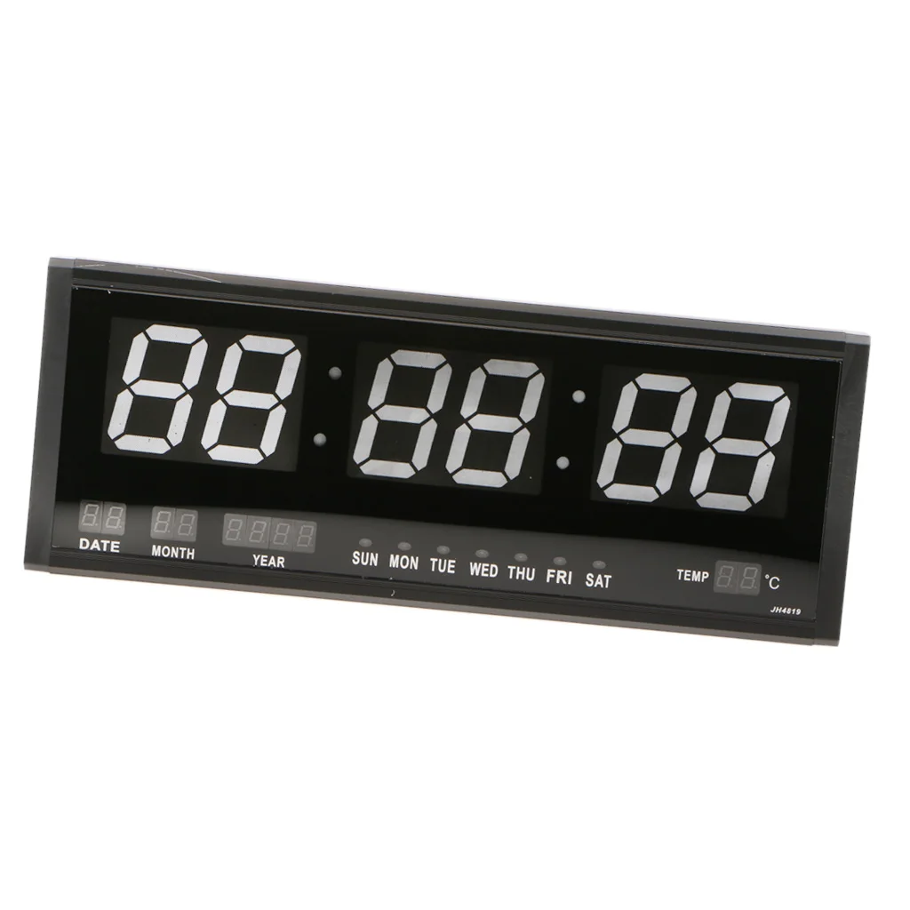 White Digital LED Calendar Clock Large Jumbo Display Desk Wall Clock With Thermometer Temperature Display US Plug - Цвет: White