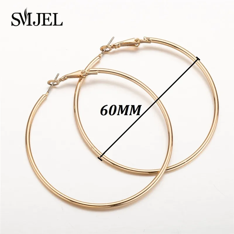 SMJEL, круглые серьги-кольца из нержавеющей стали для женщин, хип-хоп ювелирное изделие, Преувеличенные круглые серьги-петли для ушей, Brincos de Prata