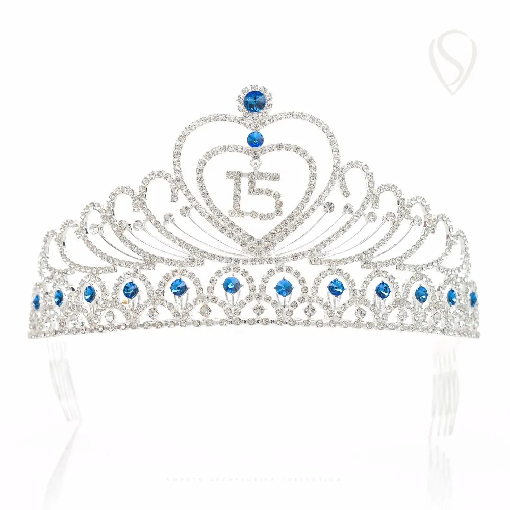 Распродажа 15th рождения тиара кристалл День корона сердца Rhinestone Обувь для девочек