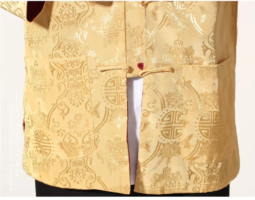 Синий Серебряный Китайский Мужской атласный пиджак Двустороннее пальто кунг фу