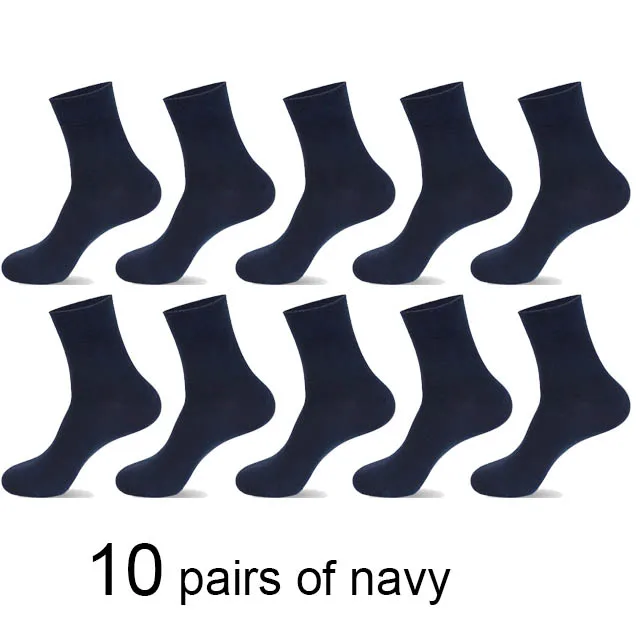 10 pairs navy 10 пар/лот, хлопковые носки для мужчин, черные, деловые, теплые, дышащие, дезодорирующие, мужские носки, Meias, подарок, плюс size42-45, новинка - Цвет: 10 pairs navy