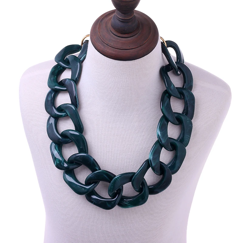 FishSheep Personality Acrylic Big Choker Necklace Resin Oversized Long Chain Pendants For Women Statement Jewelry | Украшения и