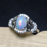 kjjeaxcmy fine jewelry natural opal ring 925 pure silver inlaid with natural color opal beautiful low price