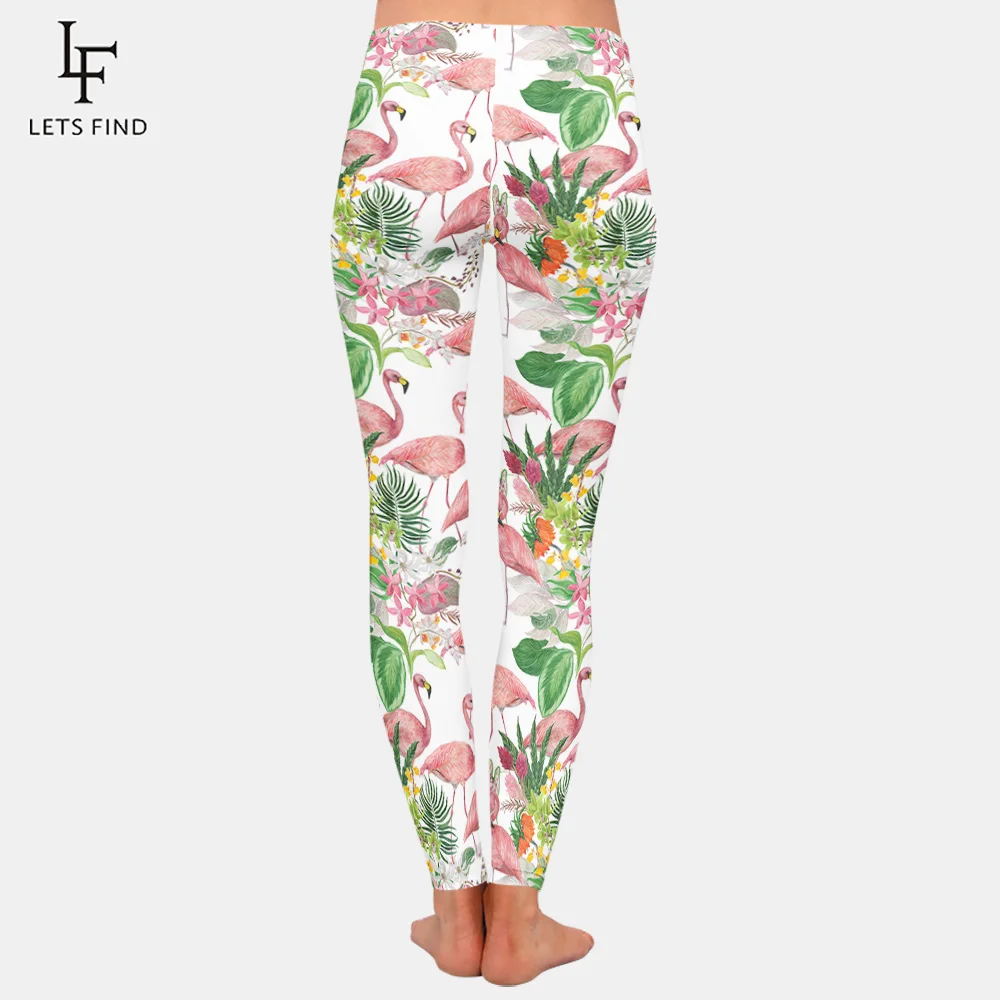

New Pink Flamingo Leggings Women Fashion Polyester Plus Size High Quality Stretch Pants Ankle-length Push Up Leggings