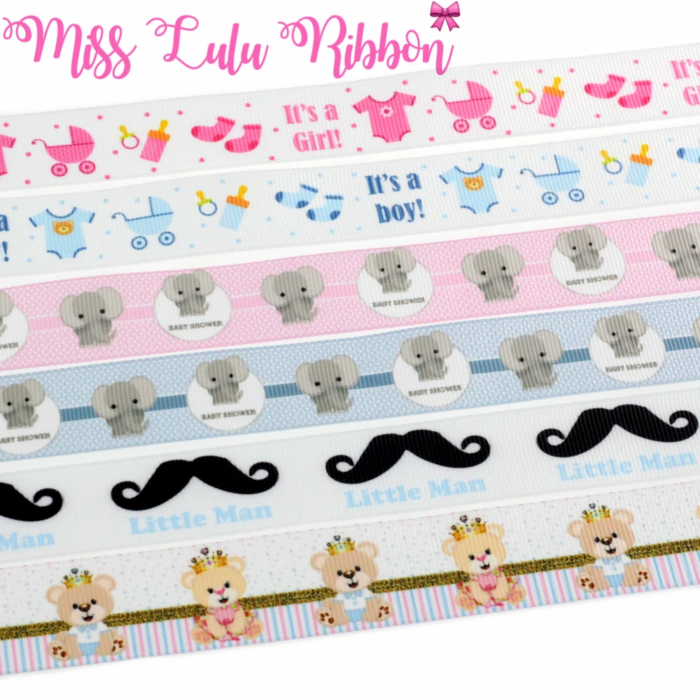 22 мм 25 Baby Elepant милый мультфильм печатных Grosgrain ленты изготовление для волос DIY